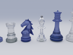 Chess-Set Frosted Glass Pieces and Stone-made Board Modelo 3D