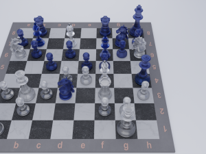 Chess-Set Frosted Glass Pieces and Stone-made Board Modelo 3D