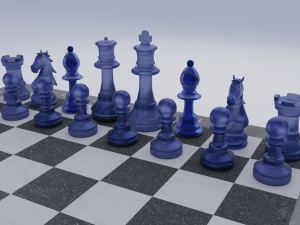 Chess-Set Frosted Glass Pieces and Stone-made Board Modelo 3D