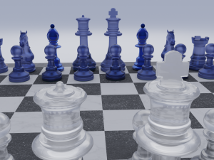 Chess-Set Frosted Glass Pieces and Stone-made Board Modelo 3D