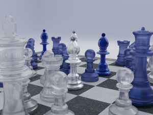 Chess-Set Frosted Glass Pieces and Stone-made Board Modelo 3D