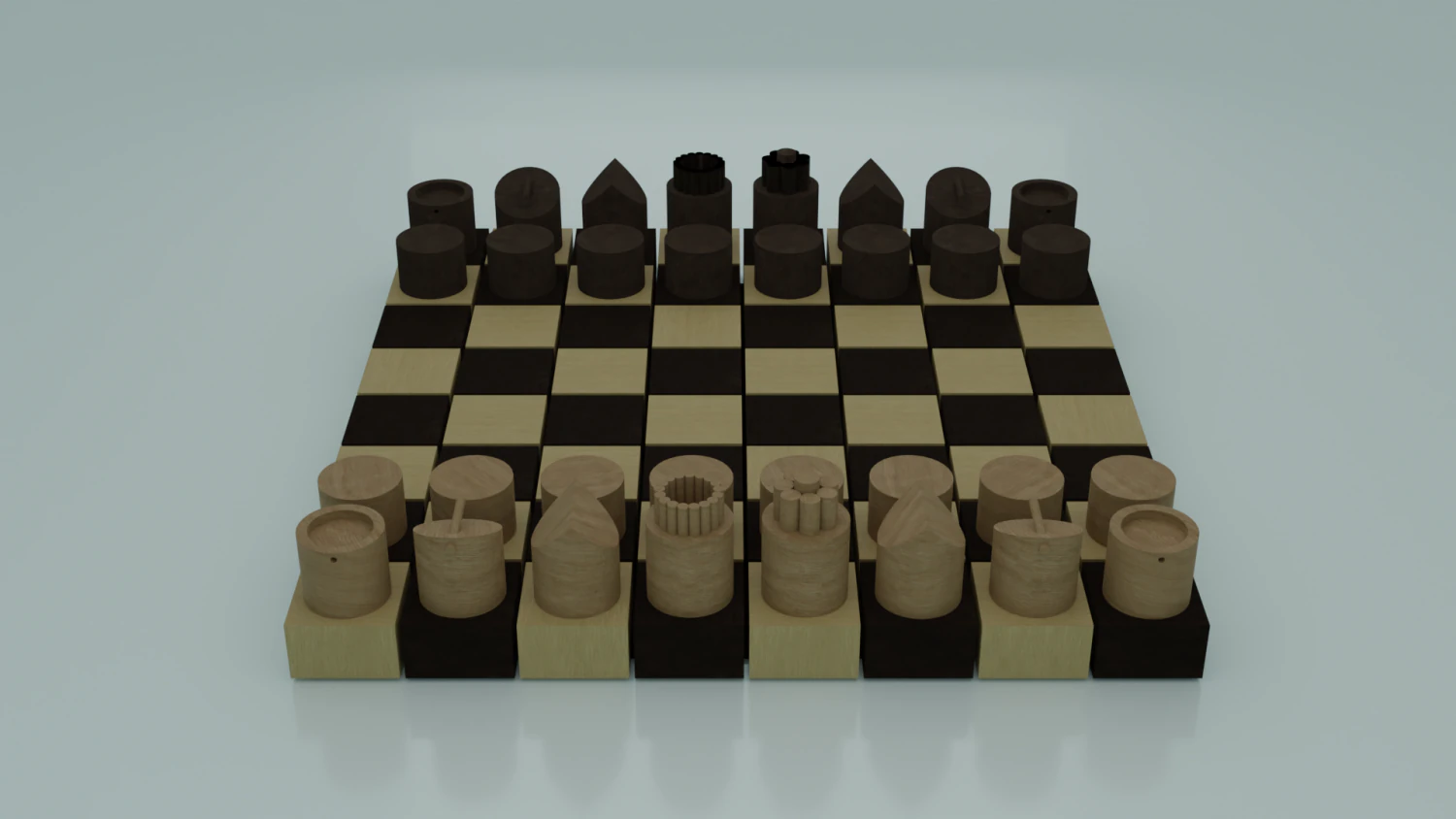 Chess Set Style 1 Low-poly 3D Model .c4d .max .obj .3ds .fbx .stl .blend 
