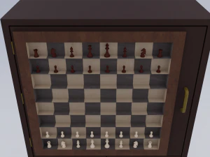 Jogo de xadrez vertical em um arm&aacute;rio Modelo 3D