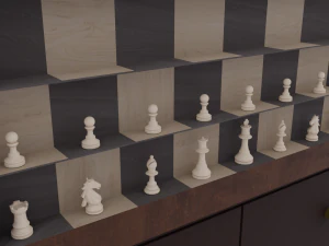 Jogo de xadrez vertical em um arm&aacute;rio Modelo 3D