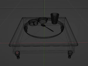 Indian Dinner Set of Steel Low-poly 3D Model