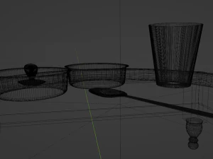 Indian Dinner Set of Steel Low-poly 3D Model