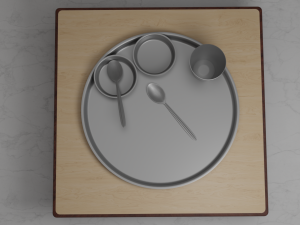 Indian Dinner Set of Steel Low-poly 3D Model