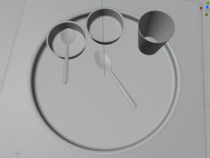 Indian Dinner Set of Steel Low-poly 3D Model