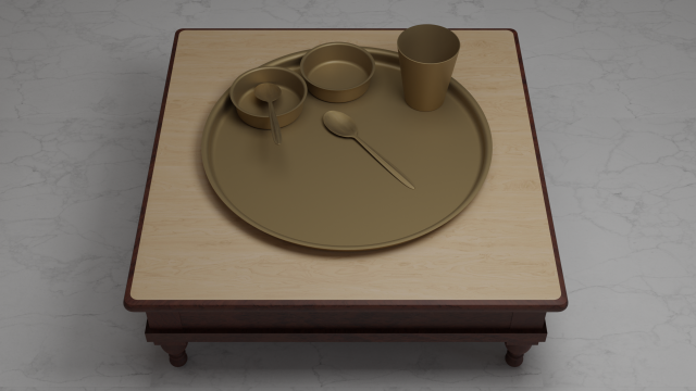 Indian Dinner-set of Brass Low-poly Modèle 3D .c4d .max .obj .3ds .fbx .stl .blend 