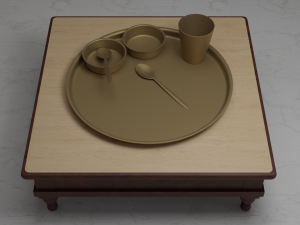 Indian Dinner-set of Brass Low-poly 3D Model