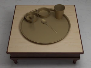 Conjunto de jantar indiano em lat&atilde;o Low-poly Modelo 3D