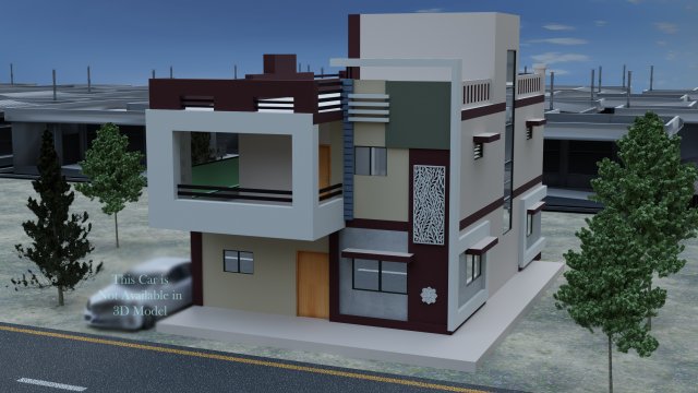 Modern Home Exterior Low-poly Modèle 3D .c4d .max .obj .3ds .fbx .stl .blend 