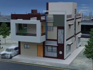 Modern Home Exterior Low-poly 3D 모델