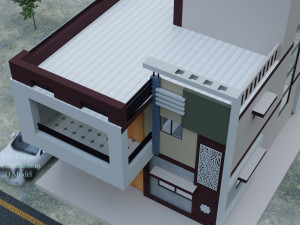Modern Home Exterior Low-poly Modèle 3D