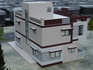 Modern Home Exterior Low-poly Modèle 3D