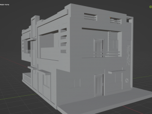 Modern Home Exterior Low-poly Modèle 3D