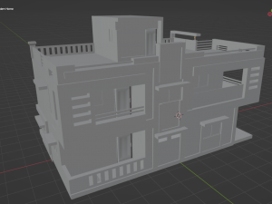 Modern Home Exterior Low-poly Modèle 3D