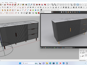 Buffet 3 drawers and 2 doors 3D-Modell