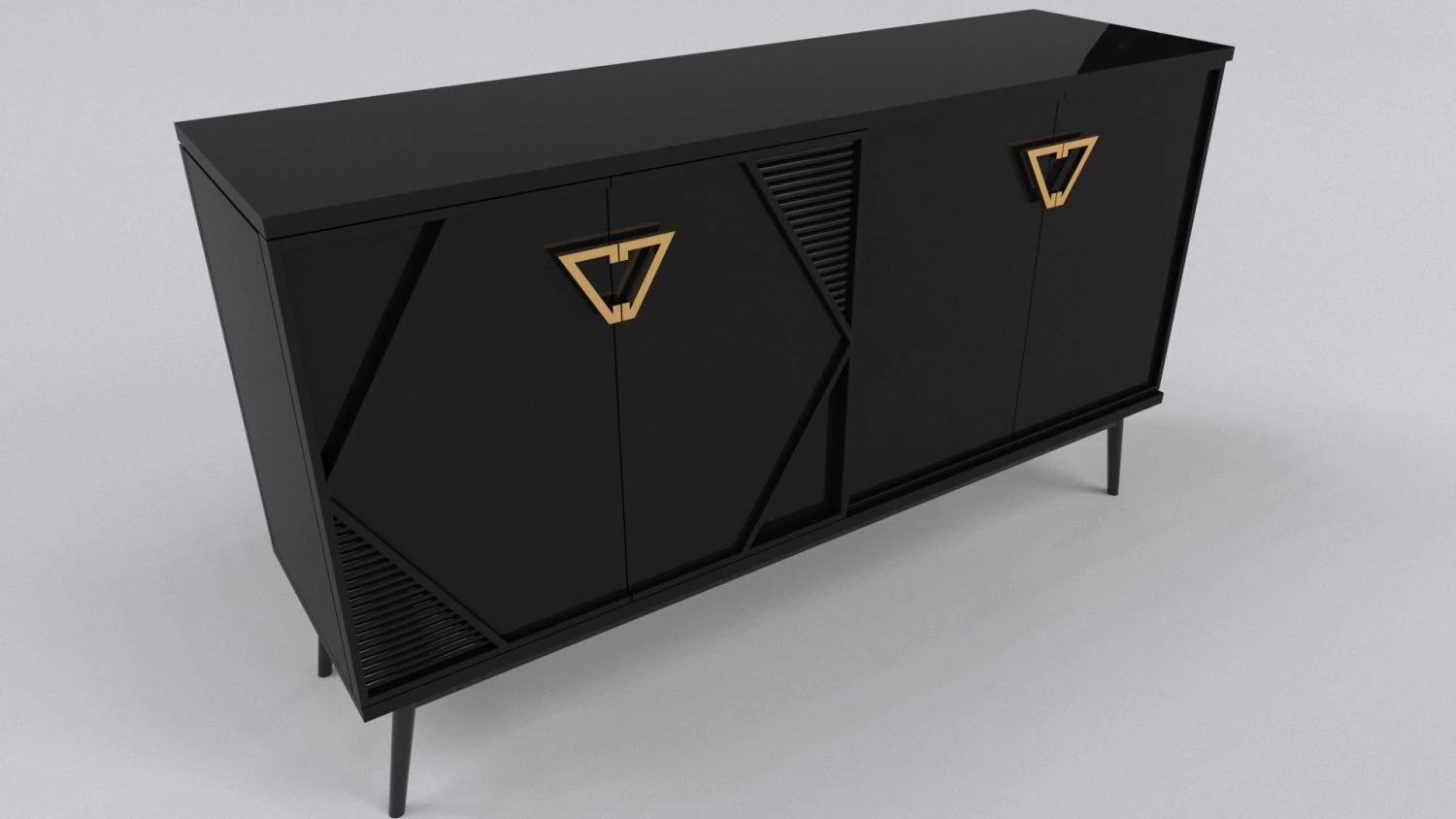 Credenza di lusso nera Modello 3D .c4d .max .obj .3ds .fbx .stl .blend