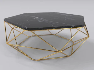 Luxury coffee table stainless gold 3D Model