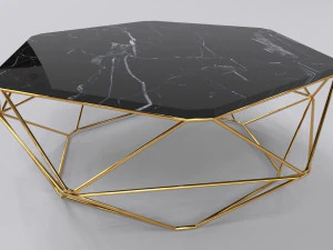 Luxury coffee table stainless gold 3D Model
