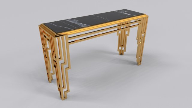 Console table stainless with marble black calacatta 3D 모델 .c4d .max .obj .3ds .fbx .stl .blend 