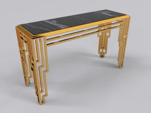Consoletafel roestvrij met marmerzwarte calacatta 3D Model