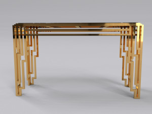 Console table stainless with marble black calacatta 3D 모델