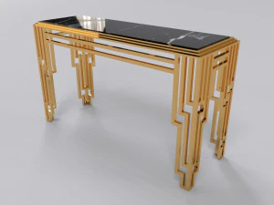 Console table stainless with marble black calacatta 3D Model