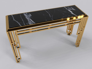 Console table stainless with marble black calacatta 3D 모델