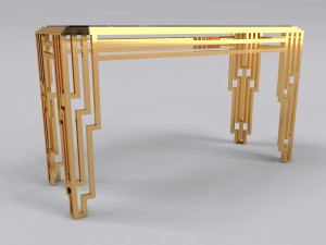 Console table stainless with marble black calacatta 3D 모델