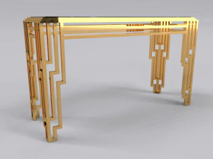Console table stainless with marble black calacatta 3D Model
