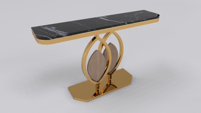 Gold console table wooden accent 3D Model .c4d .max .obj .3ds .fbx .stl .blend 