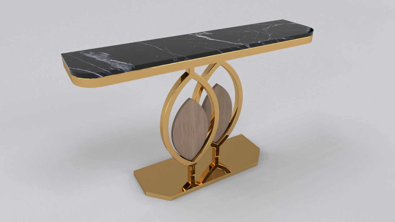 Gold console table wooden accent 3D Model .c4d .max .obj .3ds .fbx .stl .blend 