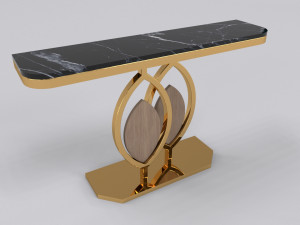 Gold console table wooden accent 3D Модель