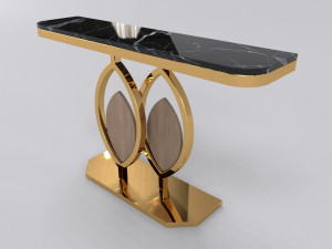 Gold console table wooden accent 3D Model
