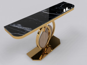 Gold console table wooden accent 3D Model