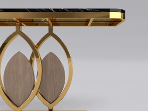 Gold console table wooden accent 3D Model