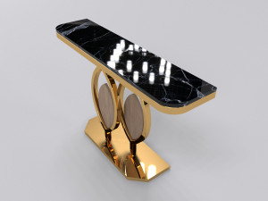 Gold console table wooden accent 3D Model