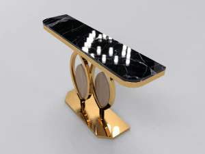 Gold console table wooden accent 3D Model