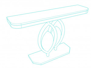 Gold console table wooden accent 3D Model