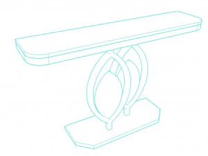 Gold console table wooden accent 3D Model