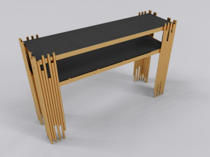 Gold console table top glass 3D Model