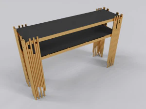 Szklany blat konsoli w kolorze złotym Model 3D