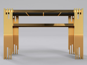 Gold console table top glass 3D Модель