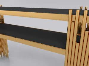 Золотая стеклянная столешница консоли 3D Модель