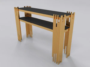 Золотая стеклянная столешница консоли 3D Модель