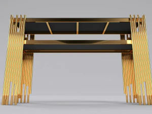 Золотая стеклянная столешница консоли 3D Модель