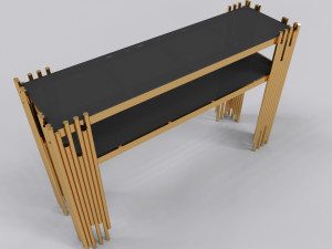 Gold console table top glass 3D Модель
