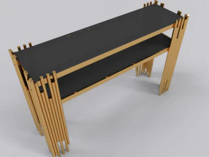 Золотая стеклянная столешница консоли 3D Модель